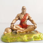 Meditating Lord Hanuman Car Dashboard Idol - Golden Finish Bajrangbali Statue For Vehicle & Home DA-150