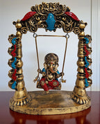 Multicolor Fiber Poly Resin Premium Ganesh Idol