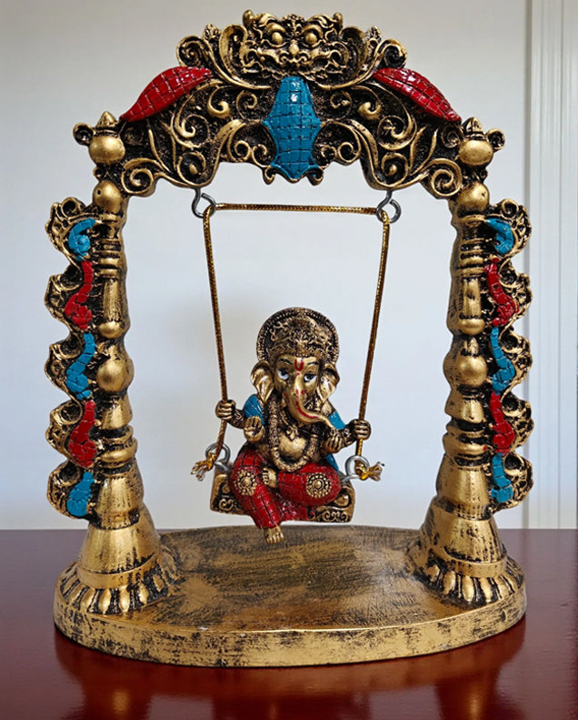 Multicolor Fiber Poly Resin Premium Ganesh Idol