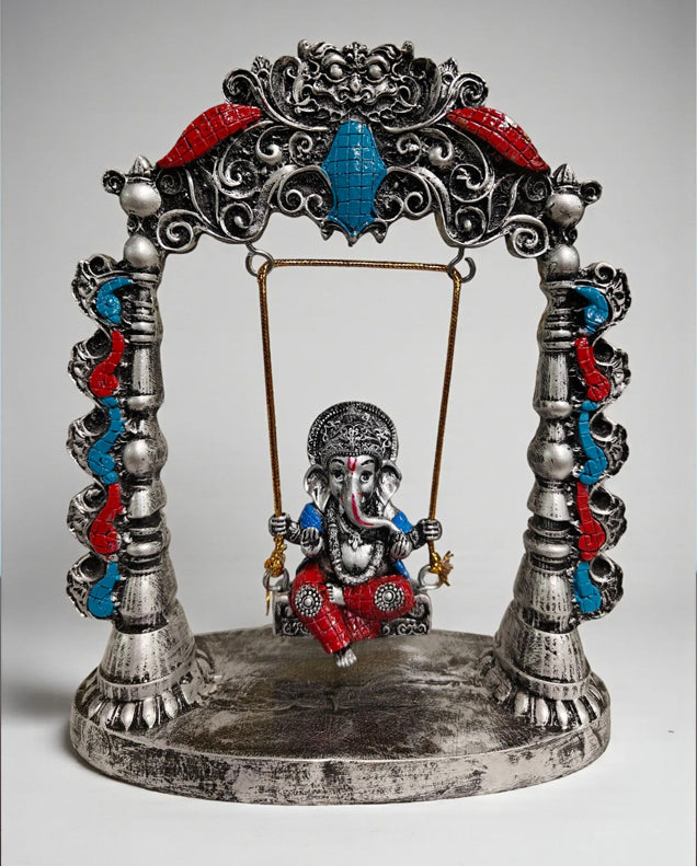 Multicolor Fiber Poly Resin Premium Ganesh Idol