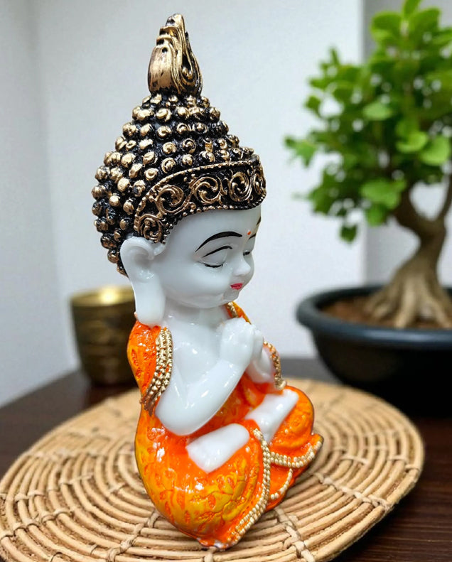Orange Fiber Poly Resin Premium Monk Idol