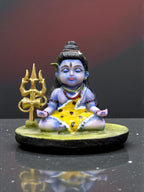 Baby Shiva Car Dashboard Idol - Cute Meditating Mahadev Statue With Trishul | Premium Fiber Resin Showpiece DA-149