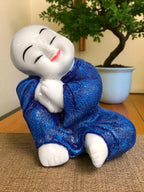 Blue Fiber Poly Resin Premium Monk Idol