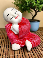 Blue Fiber Poly Resin Premium Monk Idol