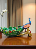 Green Fiber Poly Resin Premium Peacock Idol
