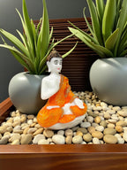 ORANGE Fiber Poly Resin Premium NAMSKAR Buddha Idol