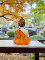 ORANGE Fiber Poly Resin Premium NAMSKAR Buddha Idol
