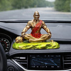 Meditating Lord Hanuman Car Dashboard Idol - Golden Finish Bajrangbali Statue For Vehicle & Home DA-150
