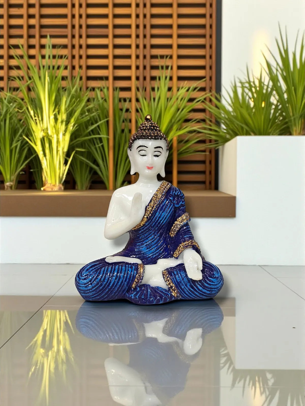 ORANGE Fiber Poly Resin Premium NAMSKAR Buddha Idol