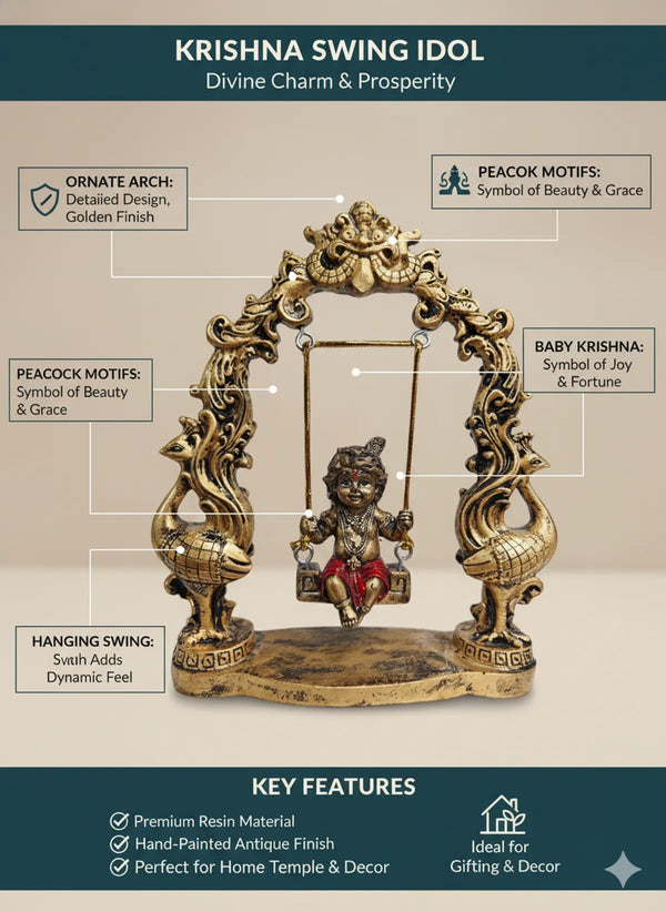 Silver Fiber Poly Resin Premium Bal Krishna Idol