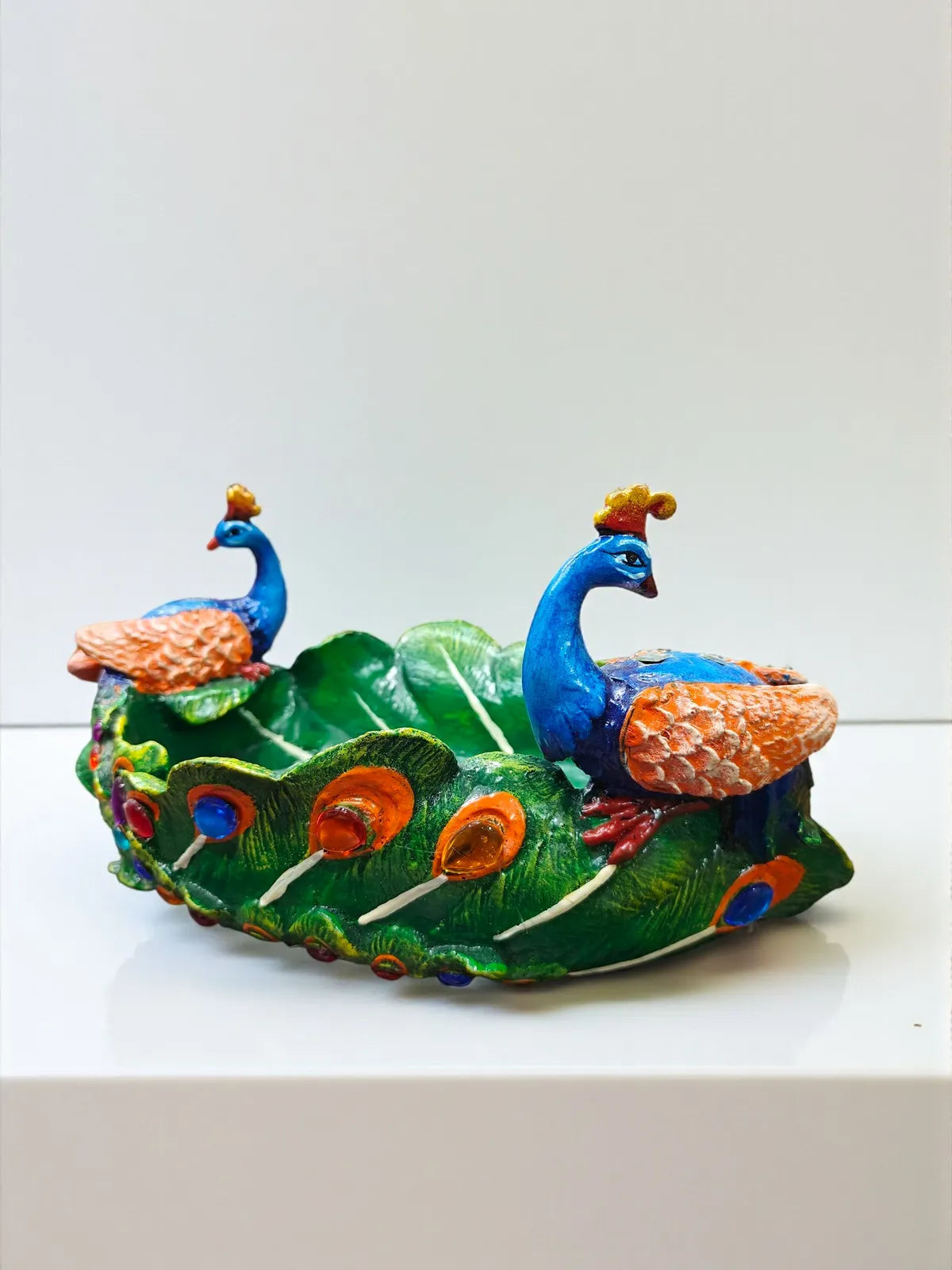 Green Fiber Poly Resin Premium Peacock Idol