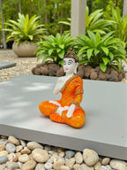 ORANGE Fiber Poly Resin Premium NAMSKAR Buddha Idol